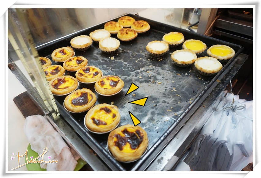 [澳門蛋搭.豬扒包]新好利咖啡餅店~四色的蛋塔好繽紛，燕窩蛋塔妳吃過嗎？